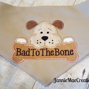 Bad to the Bone Appliqued Dog Bandana Tie on Bandana Dog Neckwear Photo ...