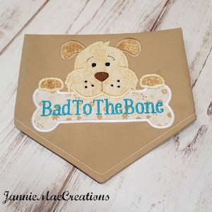 Bad to the Bone Appliqued Dog Bandana Tie on Bandana Dog Neckwear Photo ...