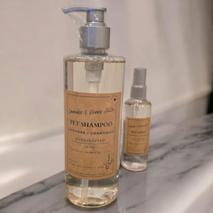 Pet shampoo, handmade Lavender + Chamomile,  Sulfate free and paraben free, dog and cat safe