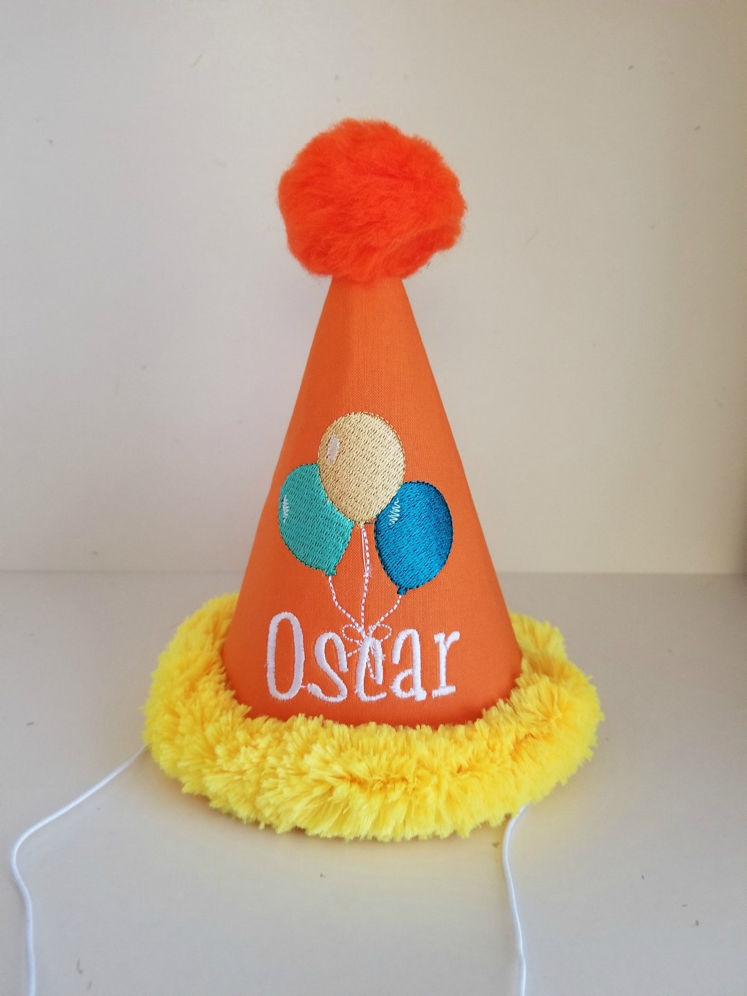 Dog Birthday Party Hat With Personalized Name and 3 Balloons Puppy