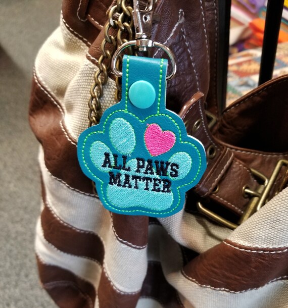 All Paws Matter Vinyl Embroidered Key Chain Key Fob Rescue Etsy