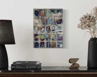 Peek-a-Blue- a 12x16 original encaustic art piece