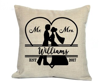 Wedding Anniversary Pillow - Wedding Pillow - 18" Personalized Wedding Pillow Cover - Mr&Mrs Pillow - Mr and Mrs Pillow - Bride Groom Pillow