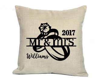 Wedding Anniversary Pillow - Wedding Pillow - 18" Decorative Pillow Cover - Mr & Mrs Pillow - Mr and Mrs Pillow - Wedding Pillow Gift