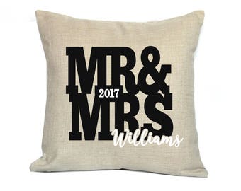 Mr & Mrs Wedding Pillow - Wedding Anniversary Pillow - Wedding Pillow - 18" Personalized Decorative Pillow Cover - Wedding Gift - Newlyweds