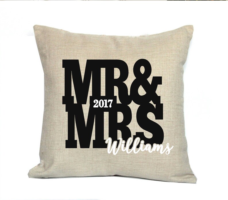 Mr & Mrs Wedding Pillow Wedding Anniversary Pillow Wedding Pillow 18 Personalized Decorative Pillow Cover Wedding Gift Newlyweds image 1