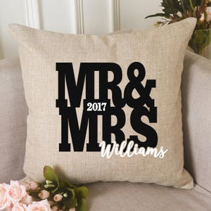 Mr & Mrs Wedding Pillow Wedding Anniversary Pillow Wedding Pillow 18 Personalized Decorative Pillow Cover Wedding Gift Newlyweds image 2