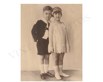 Vintage Photo Brother Sister Dressed formal 1920  Printable, Download Photo, Antique Photo, Digital Photo