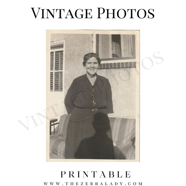 Vintage Photo 1920 older Woman With Man Shadow Printable, Download Photo, Antique Photo, Digital Photo