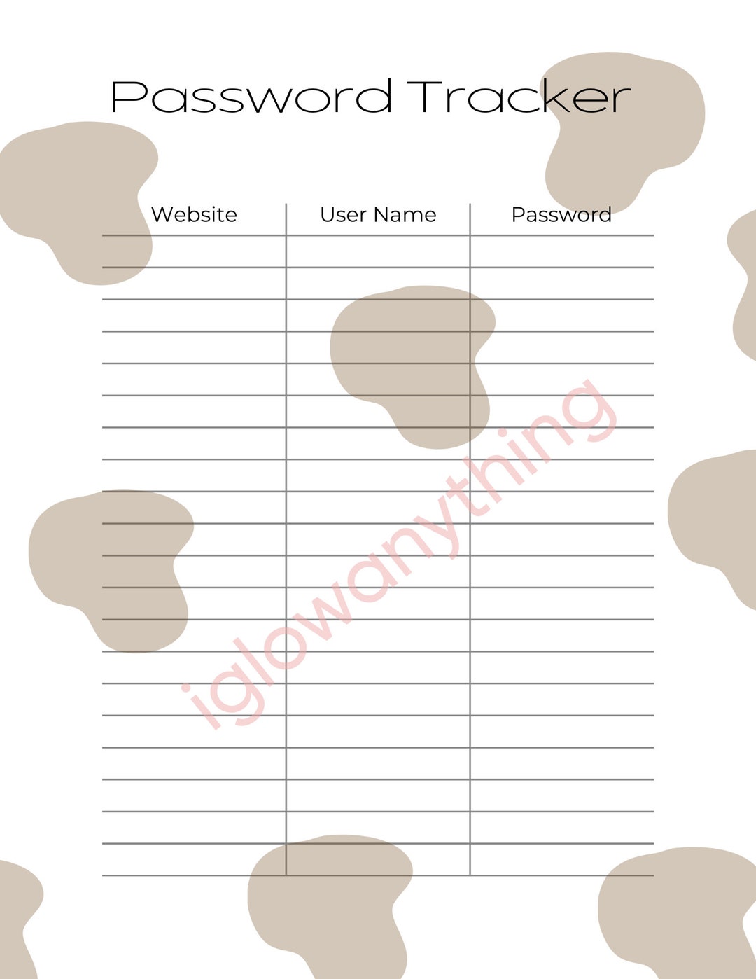 Password Tracker/password Keeper/password Organizer/password Manager ...