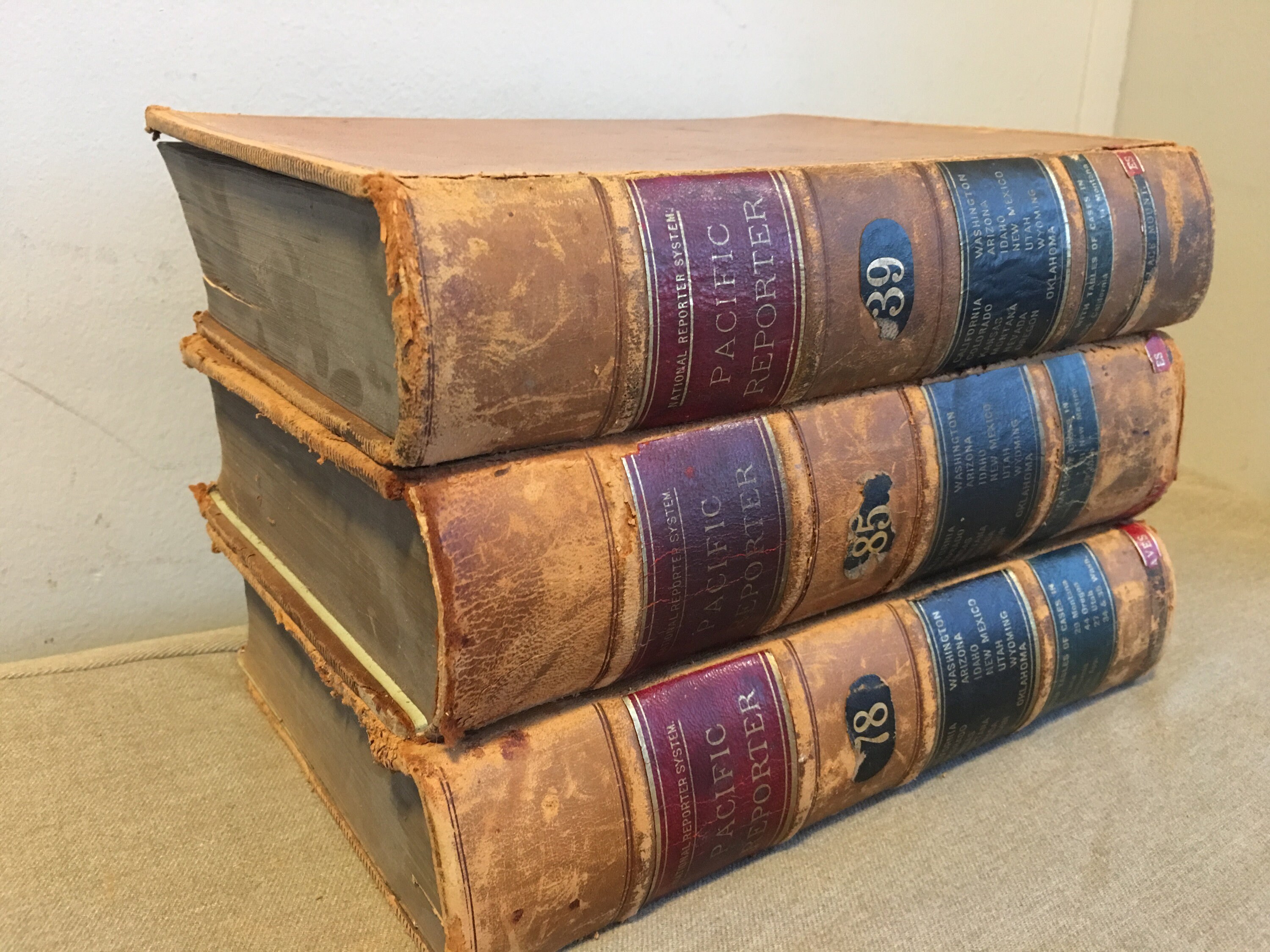 Leather Antique old 1890's Law books vintage decor stack Etsy