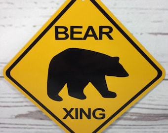 Bear Silhouette Crossing Sign NEW 12X12 Metal Bear