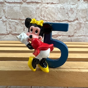 Vintage Disney Minnie Mouse Number 5 5th Birthday Cake-topper Mini PVC Miniature 2” Action Figure Toy Figurine by Applause #5