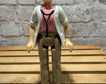 Vintage Playskool Dollhouse Play People Action Figure Woman Female Doctor Nurse Mom Doll