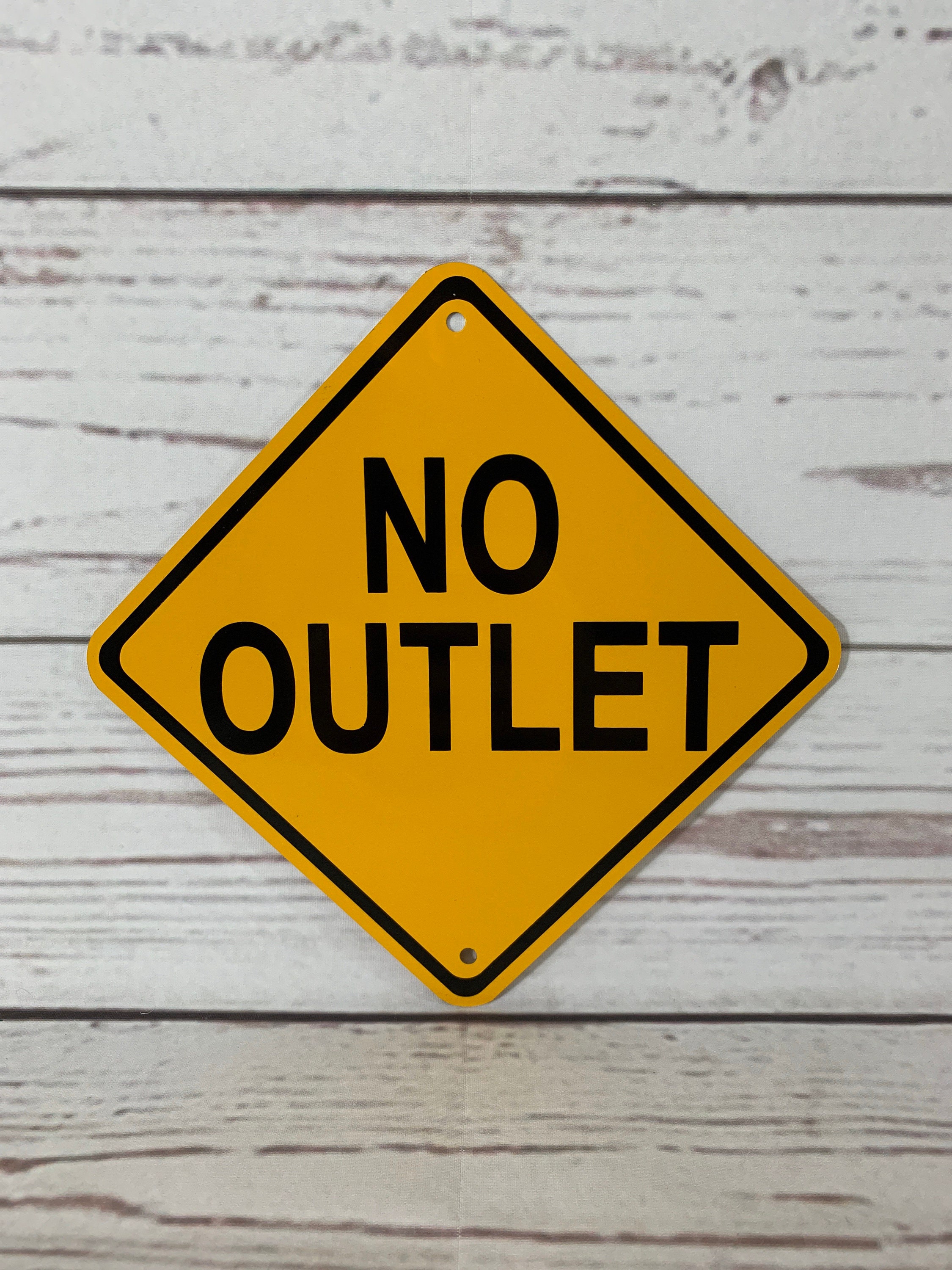NO OUTLET Mini Metal Yellow Caution Dead End Road Street NO OUTLET Mini Metal Yellow Caution Dead End Road Street
