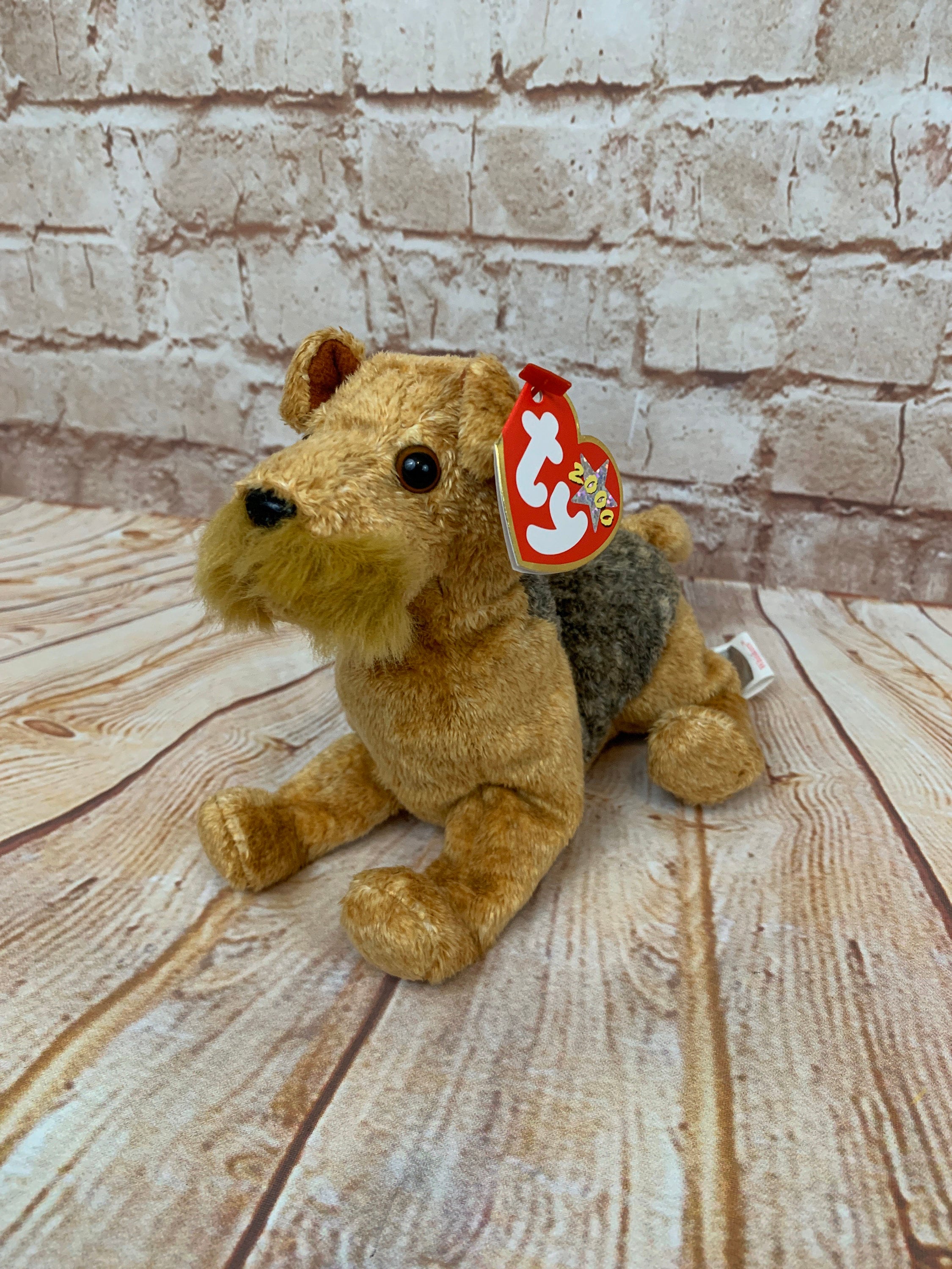 Vintage TY Whiskers the Airedale Terrier Dog Plush Stuffed Animal