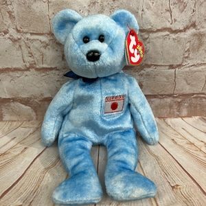 Vintage 2000 TY Nipponia the Nippon Japan Release Bear Plush Stuffed Animal Beanie Babies 8”