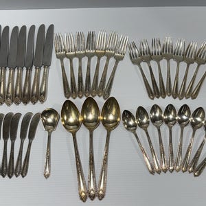 Antique 1922 Lot of 41 Pieces of Della Robbia by Alvin Silver Sterling Flatware Vintage Serving Set (Kitchen Forks, Knifes, Spoons) Rare!