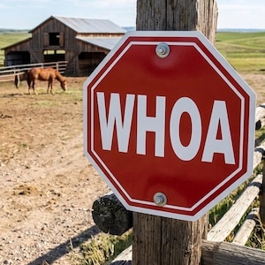 WHOA Metal Sign: Barn Farm Road Decor - 6"x6" or 12"x12"