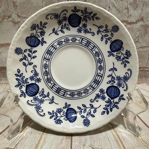 Vintage Enoch Wedgwood Blue Heritage Saucer Plate 5 3/4” | Blue and White Onion Pattern Ironstone | Made in England Tunstall Ltd