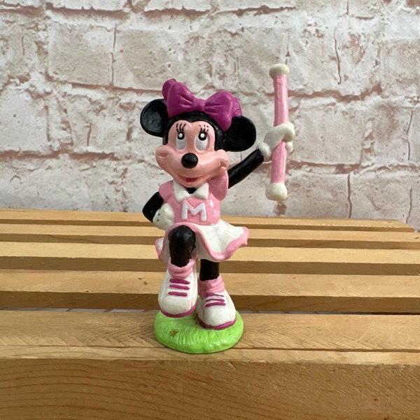 Vintage Disney Minnie Mouse Cheer Baton Twirler Mini PVC Miniature 2” Action Figure Toy Figurine by Applause