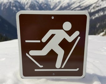 Cross Country Skiing Metal Sign- Winter Parks & Recreation Lodge Decor
