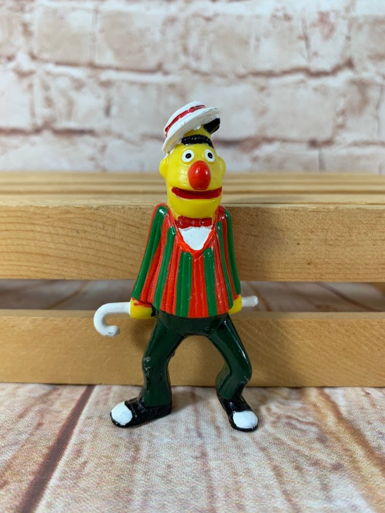Vintage Sesame Street Bert tap dancing with hat and cane Mini PVC Miniature Action Figure Toys Figurine by Tara Toys 1980/'s