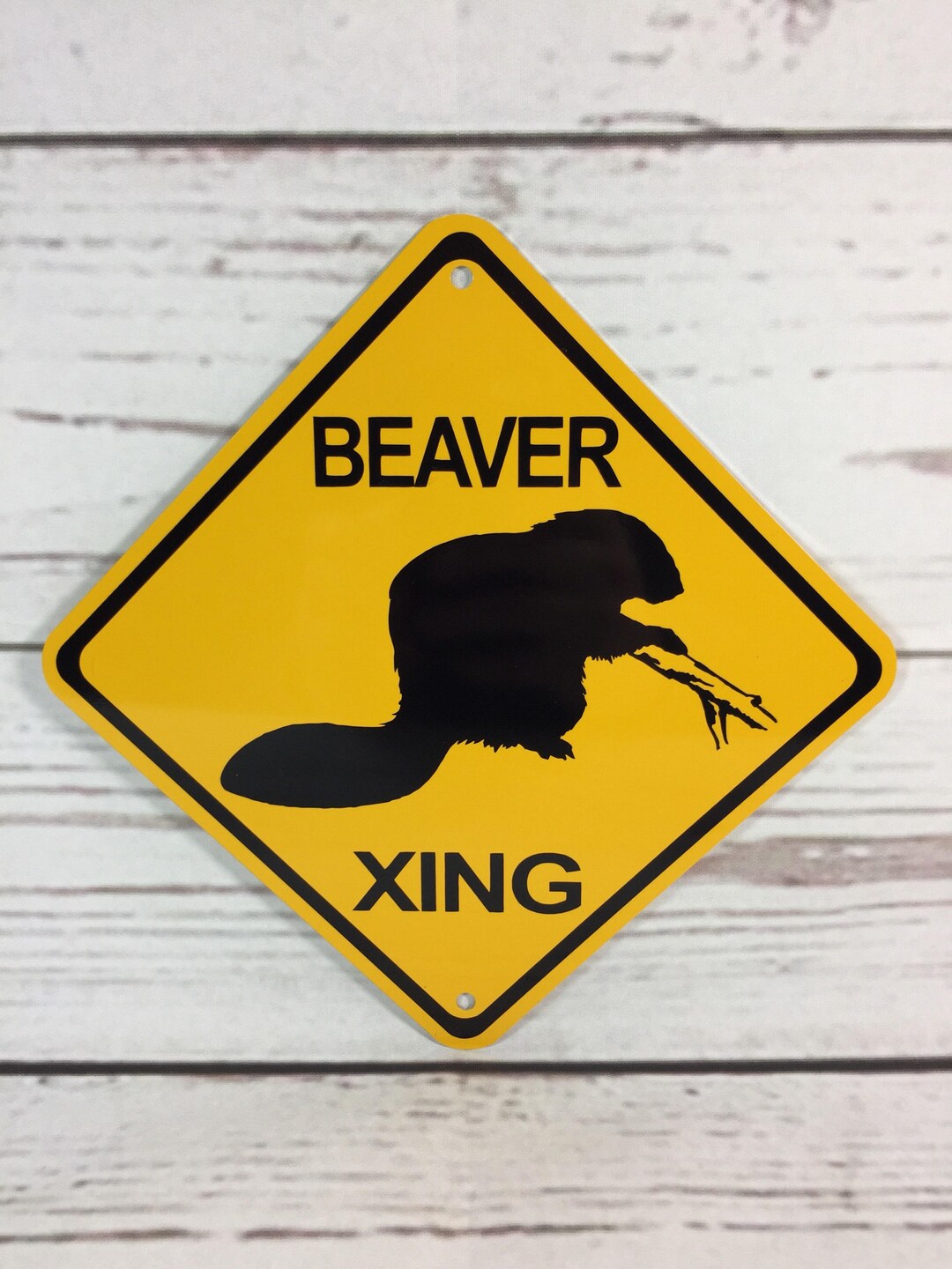 Beaver Crossing Metal Sign: Yellow Caution Sign - Etsy