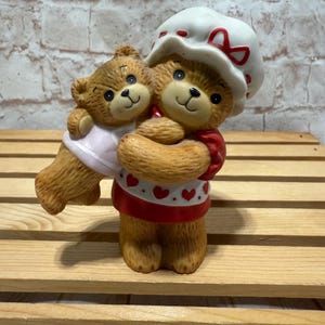 Vintage 1990 Lucy & Me Ceramic Bear Figurine: Mom and Baby Enesco