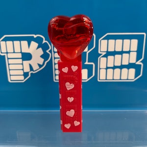 Vintage “Sweet” Valentines Day Red Crystal Heart with printed heart stem PEZ Candy Dispenser
