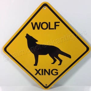 Wolf Xing Mini Metal Yellow Farm Caution Crossing Sign 6