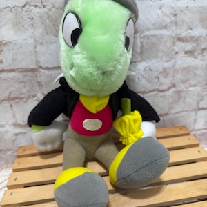 Vintage Disney World Jiminy Cricket Plush Stuffed Animal Figure Toy 11” tall Rare Disneyland Made in Korea
