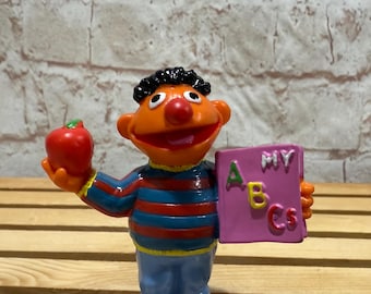 Vintage Sesame Street Ernie Figurine with Apple & Book by Applause