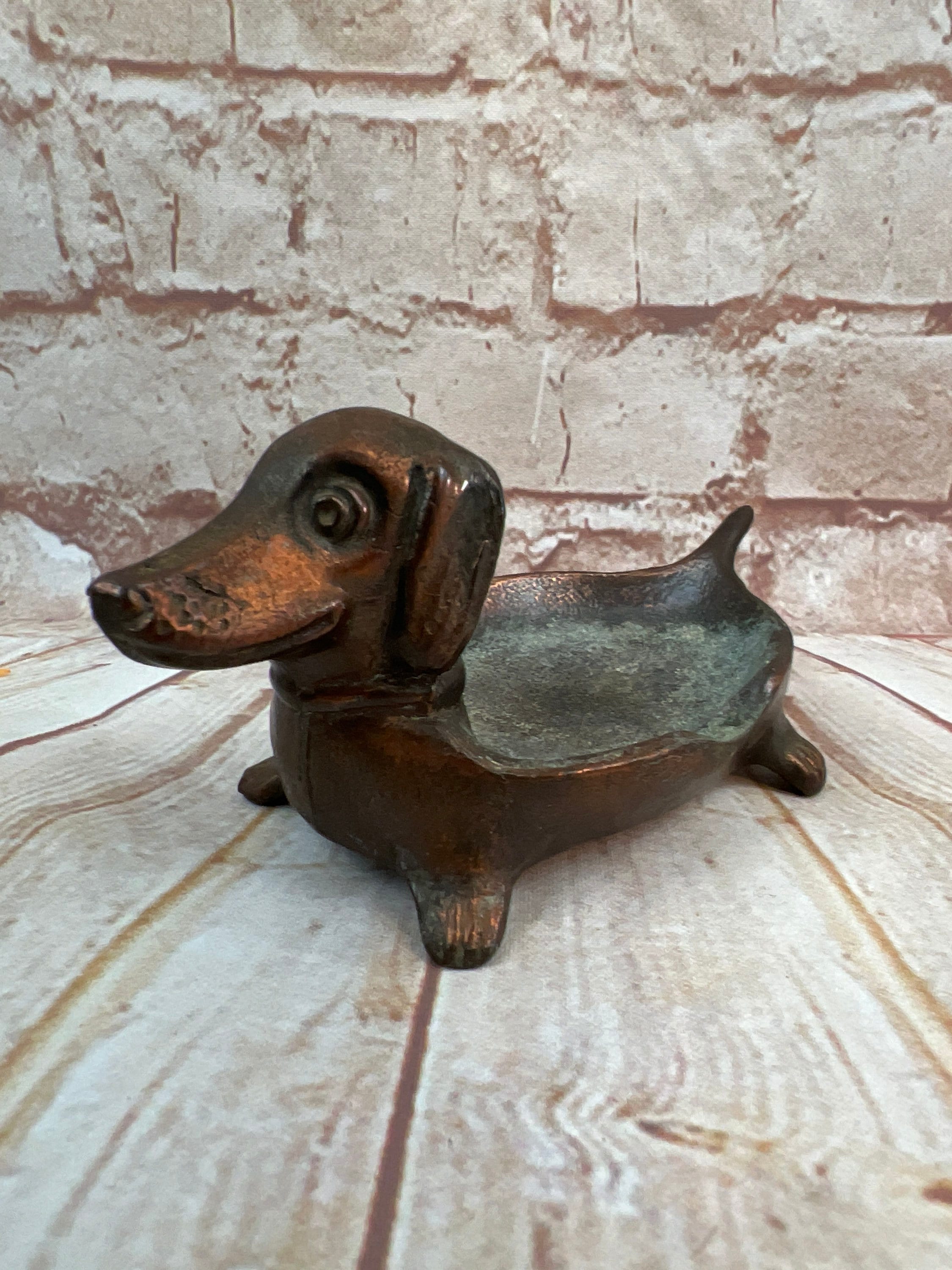 Vintage Dachshund Dog Ashtray Copper Coated Trinket Dish - Etsy