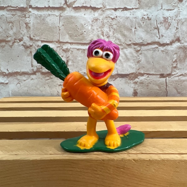 Vintage 1988 Fraggle Rock Muppets Gobo with carrot Mini PVC Miniature Action Figure Toy Figurine by Jim Henson