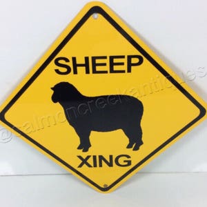 Sheep Xing Mini Metal Yellow Farm Caution Crossing Sign 6&quot;x6&quot; or 12&quot;x12&quot; NEW (2 sizes available)