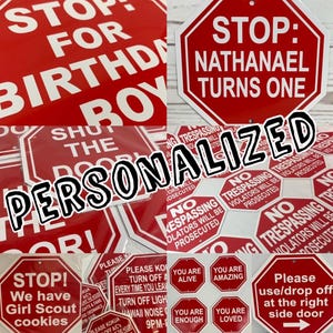 CUSTOM &quot;Your Text Here&quot; STOP Metal Aluminum Sign 6&quot;x6&quot; or 12&quot;x12&quot; Personalized Made to order (2 sizes available)