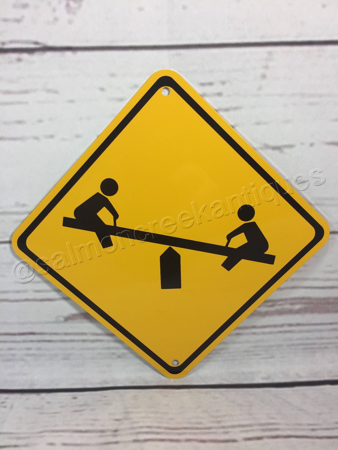 Caution Playground Metal Sign: Children at Play, Yellow Crossing