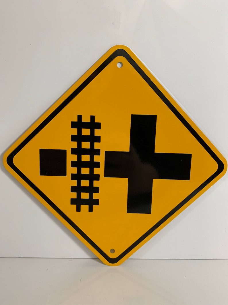 RAILROAD Train Track Xing Mini Metal Yellow Caution Crossing Etsy