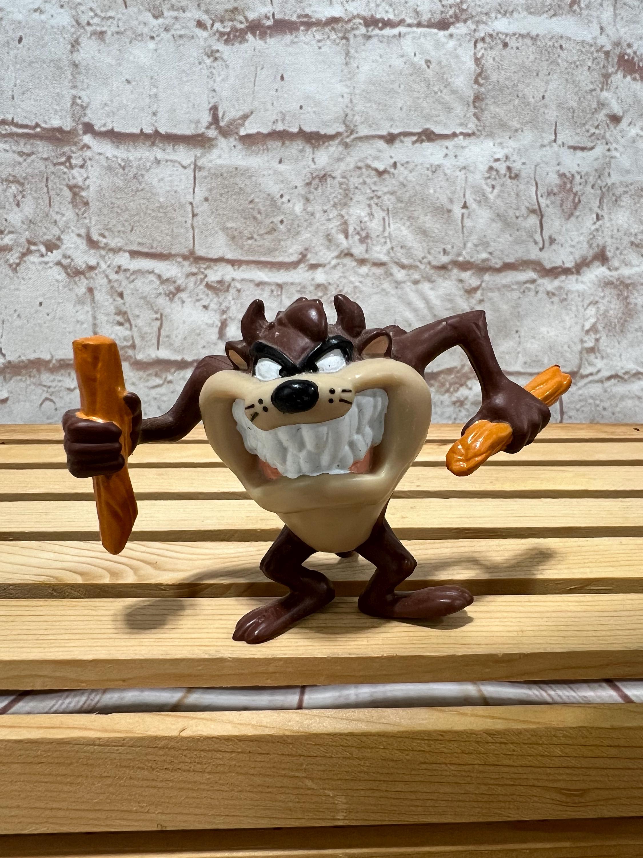 Vintage 1994 Taz Tasmanian Devil Holding Sticks PVC Figure Toy by