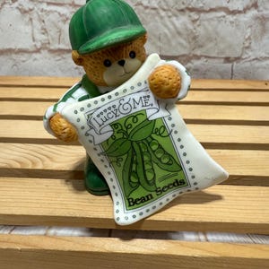 Vintage 1996 Lucy & Me Bear Gardener Ceramic Figure by Enesco