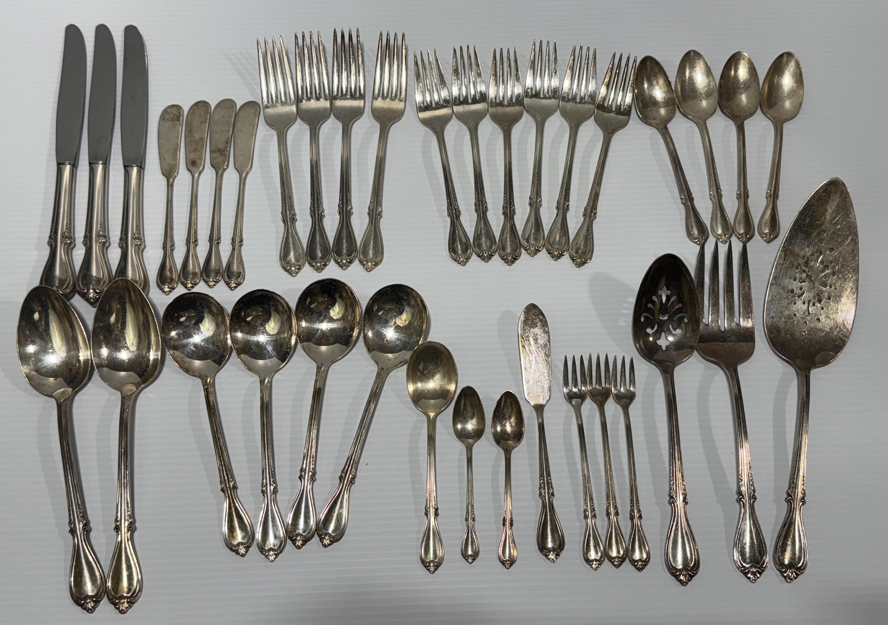 Vintage Silver Plated Flatware Set: 37-piece Society Deluxe
