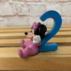 Vintage Disney Baby Minnie Mouse Number 2 2nd Birthday Cake-topper Mini PVC Miniature 2” Action Figure Toy Figurine by Applause #2
