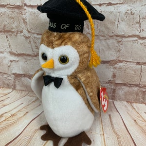 Vintage 2000 TY Wisest Class of 00 the Owl Bird Plush Stuffed Animal Beanie Babies 6 image 1