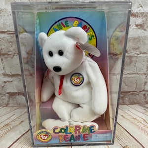 Vintage Ty Color Me Beanie Bear: Plush Stuffed Animal in Box