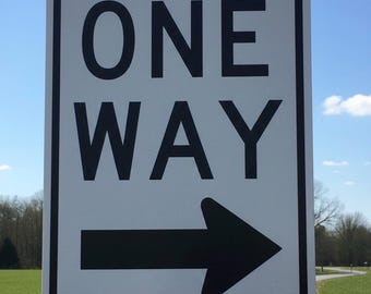 One Way Right Metal Street Traffic Direction Sign NEW (3 Sizes