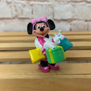 Vintage Disney Minnie Mouse with Shopping Bags Mini PVC Miniature 2” Action Figure Toy Figurine by Applause