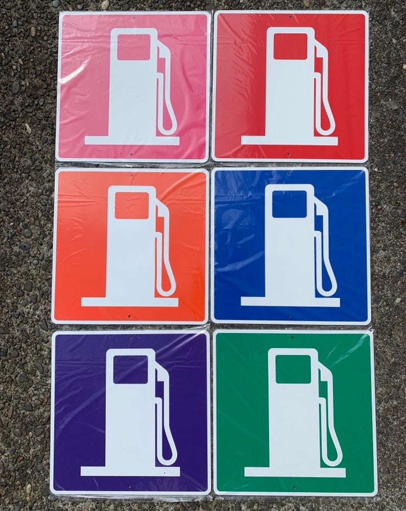 Gas Station Metal Garage Street Road Sign 6x6 or 12x12 NEW 2 sizes available image 2