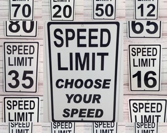 Custom Speed Limit Metal Sign: Personalized Street Sign Decor