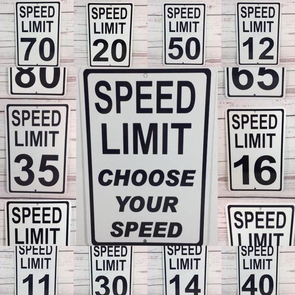 Custom Speed Limit Metal Sign: Personalized Street Sign Decor